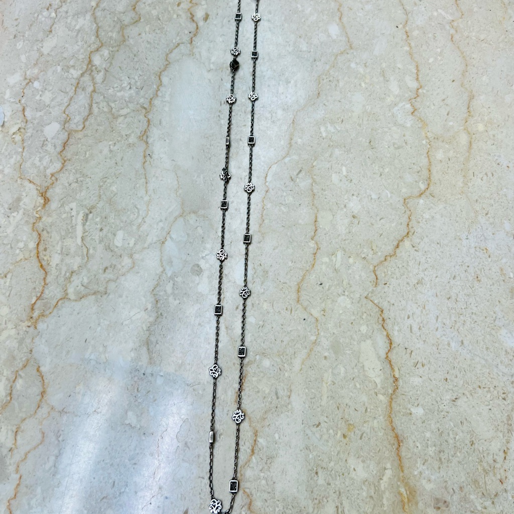 Lois Hill Silver Long Necklace With Charms
